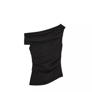 Draped Asymmetric Top Black